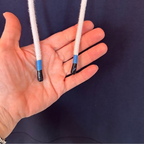 Tory Burch Sport Thick Knit Cotton Hoodie Sweatshirt in Navy Size XS - Picture 3 of 8